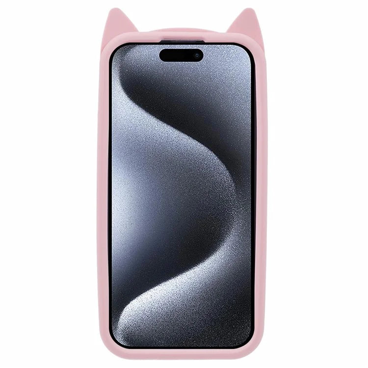 For iPhone 15 Pro Max Silicone Case 3D Moustache Cat Drop-proof Phone Cover