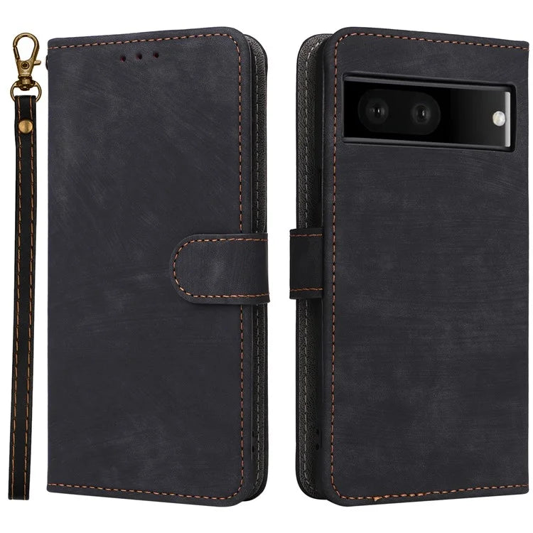 For Google Pixel 7 5G Case PU Leather RFID Blocking Wallet Cover with Strap