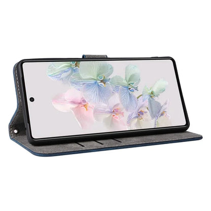 For Google Pixel 7 5G Case PU Leather RFID Blocking Wallet Cover with Strap