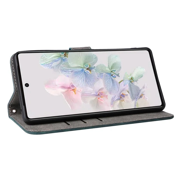 For Google Pixel 7 5G Case PU Leather RFID Blocking Wallet Cover with Strap