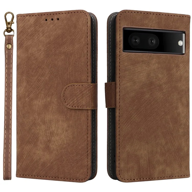 For Google Pixel 7 5G Case PU Leather RFID Blocking Wallet Cover with Strap