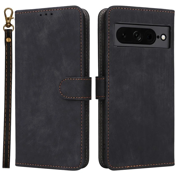 For Google Pixel 7 Pro 5G Case RFID Blocking Phone Leather Cover with Strap