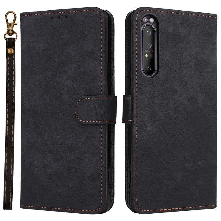 For Sony Xperia 1 II Case RFID Blocking Wallet Phone Stand Cover with Strap