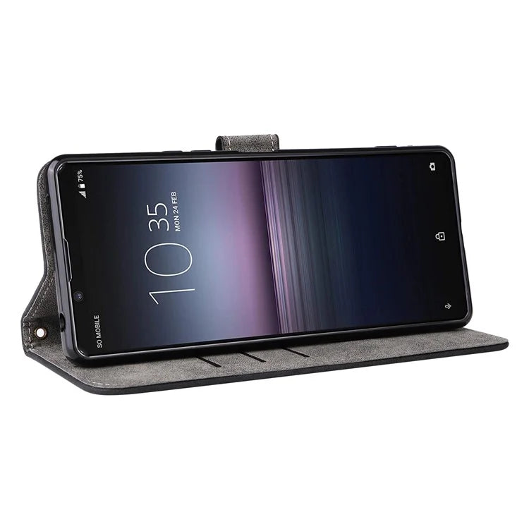 For Sony Xperia 1 II Case RFID Blocking Wallet Phone Stand Cover with Strap
