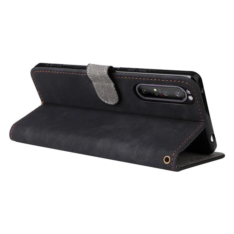 For Sony Xperia 1 II Case RFID Blocking Wallet Phone Stand Cover with Strap