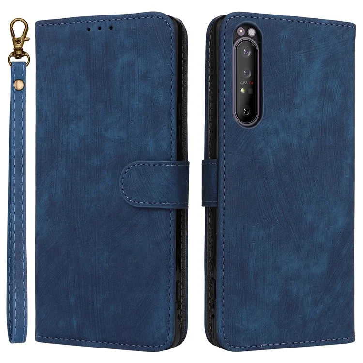 For Sony Xperia 1 II Case RFID Blocking Wallet Phone Stand Cover with Strap