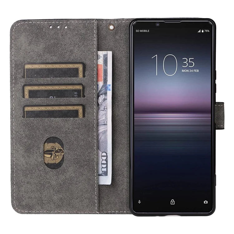 For Sony Xperia 1 II Case RFID Blocking Wallet Phone Stand Cover with Strap
