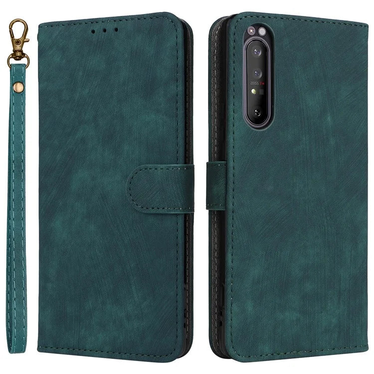 For Sony Xperia 1 II Case RFID Blocking Wallet Phone Stand Cover with Strap