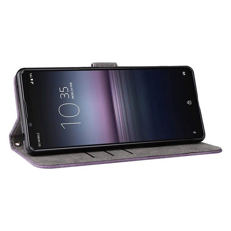 For Sony Xperia 1 II Case RFID Blocking Wallet Phone Stand Cover with Strap
