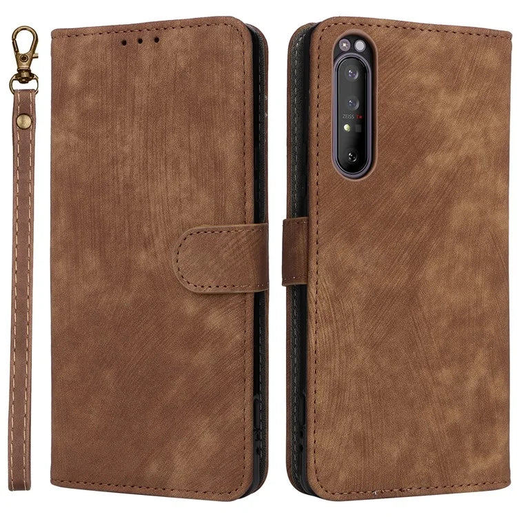 For Sony Xperia 1 II Case RFID Blocking Wallet Phone Stand Cover with Strap
