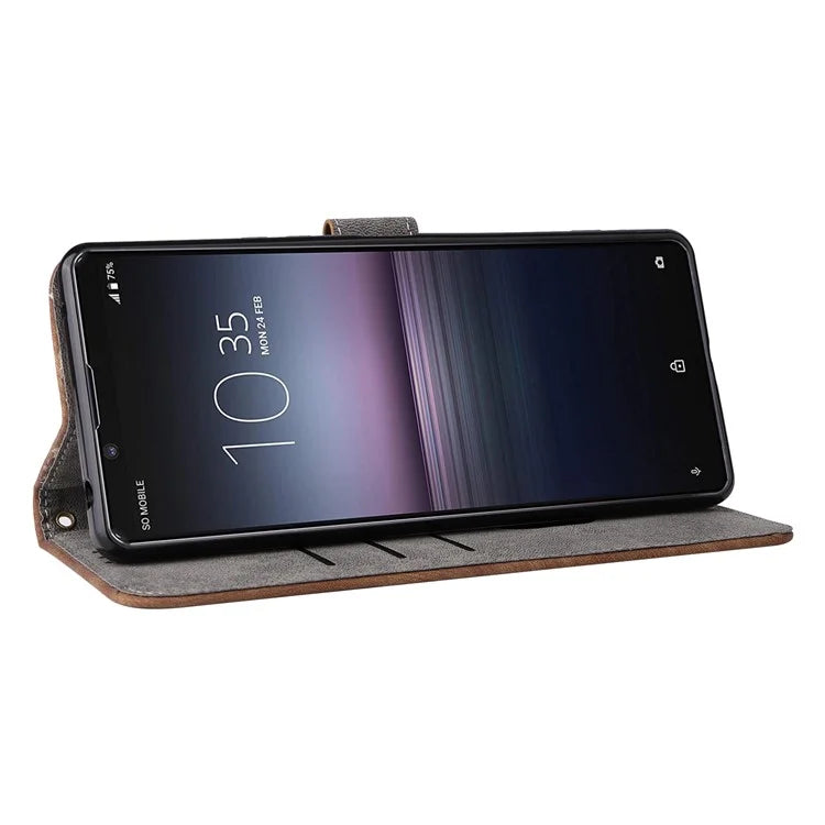 For Sony Xperia 1 II Case RFID Blocking Wallet Phone Stand Cover with Strap