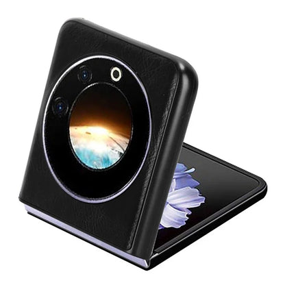 For Transsion Tecno Phantom V Flip Case Cowhide Texture PU Leather+PC Phone Cover