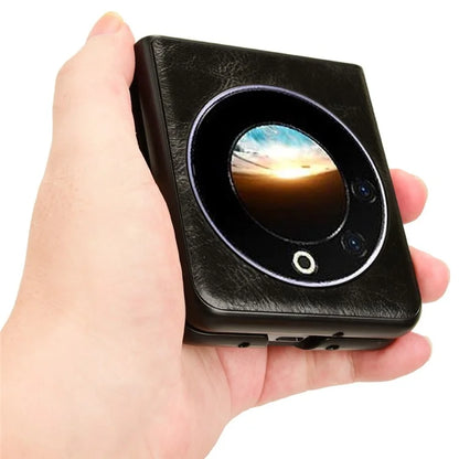 For Transsion Tecno Phantom V Flip Case Cowhide Texture PU Leather+PC Phone Cover
