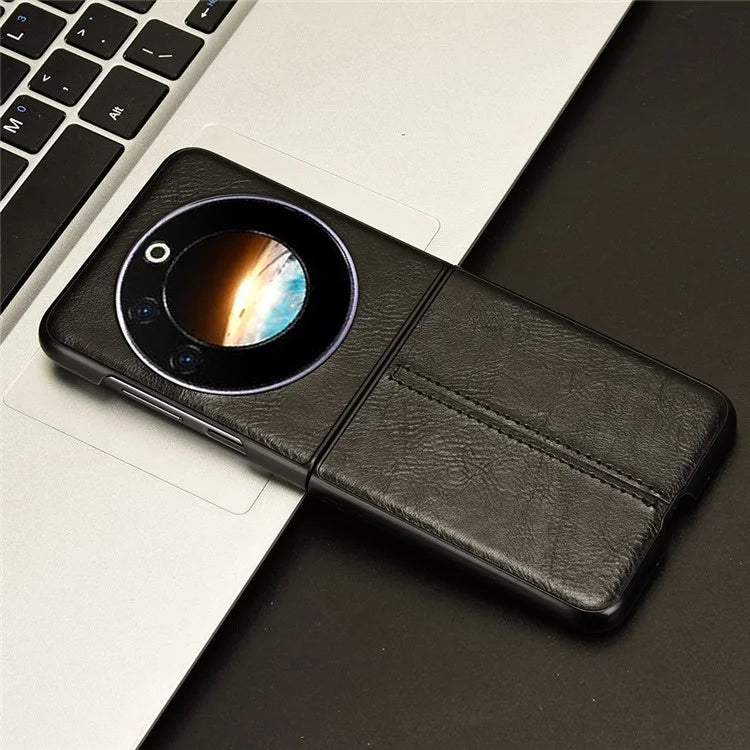 For Transsion Tecno Phantom V Flip Case Cowhide Texture PU Leather+PC Phone Cover
