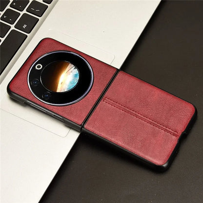 For Transsion Tecno Phantom V Flip Case Cowhide Texture PU Leather+PC Phone Cover