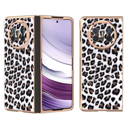 For Huawei Mate X5 Case PU Leather+PC Leopard Pattern Electroplating Phone Cover