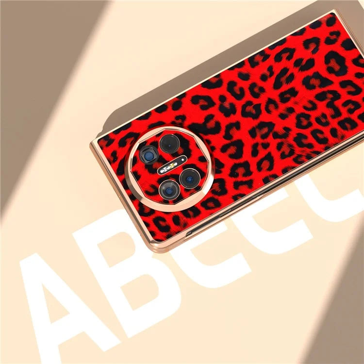 For Huawei Mate X5 Case PU Leather+PC Leopard Pattern Electroplating Phone Cover