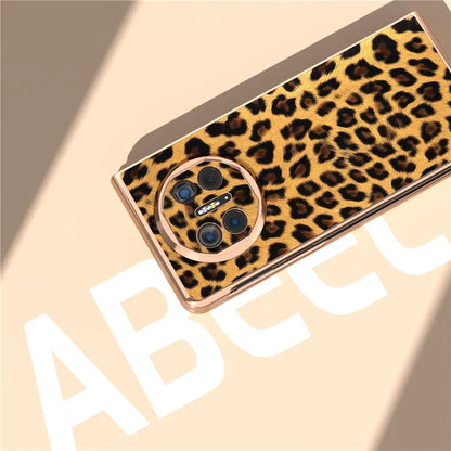 For Huawei Mate X5 Case PU Leather+PC Leopard Pattern Electroplating Phone Cover