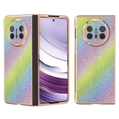 For Huawei Mate X5 Case Rhinestone Texture Leather+ PC Electroplating Phone Cover