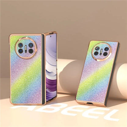 For Huawei Mate X5 Case Rhinestone Texture Leather+ PC Electroplating Phone Cover