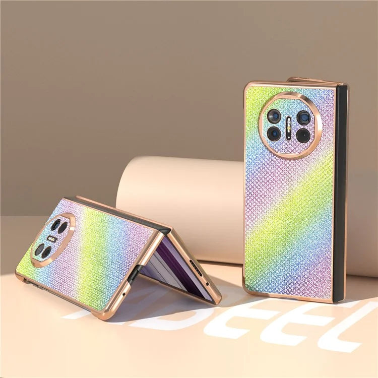 For Huawei Mate X5 Case Rhinestone Texture Leather+ PC Electroplating Phone Cover