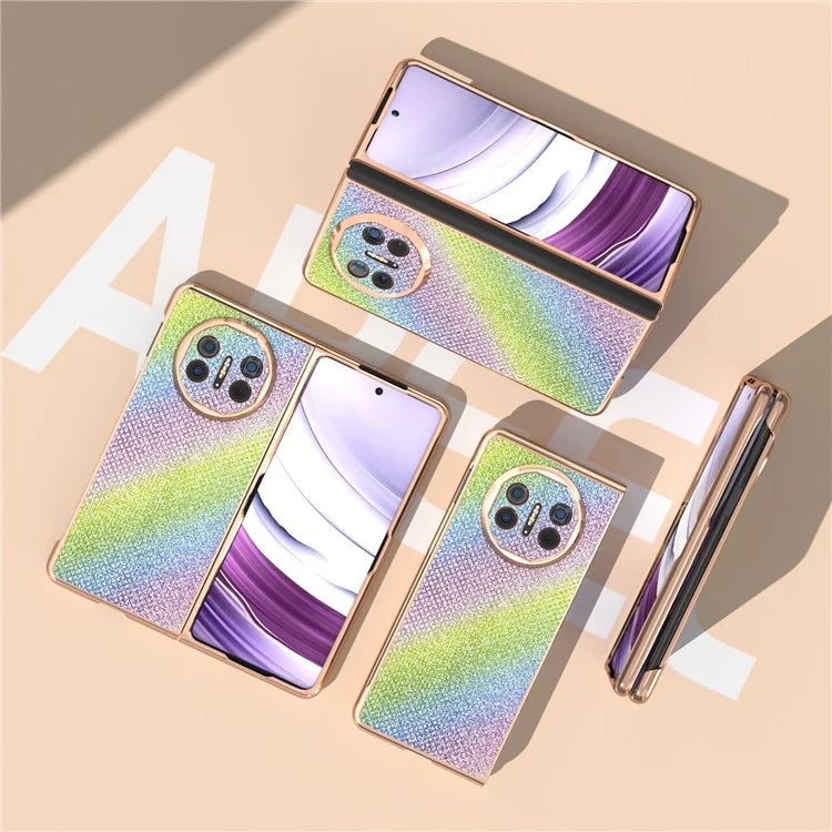 For Huawei Mate X5 Case Rhinestone Texture Leather+ PC Electroplating Phone Cover