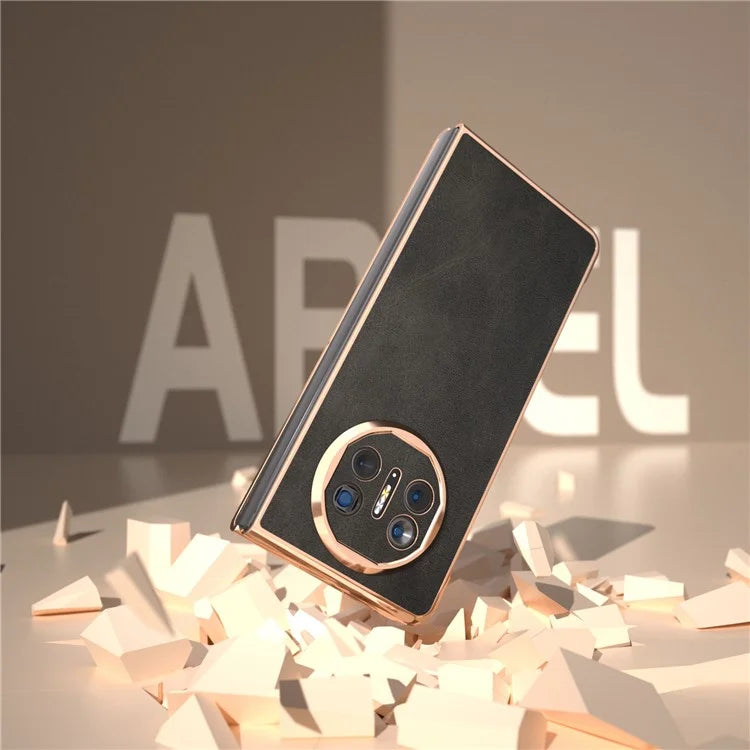 For Huawei Mate X5 Case Cowhide Texture PU Leather+PC Electroplating Phone Cover