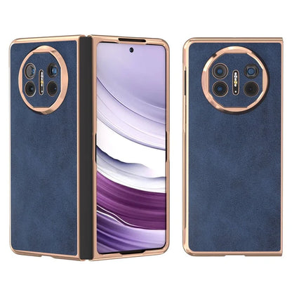 For Huawei Mate X5 Case Cowhide Texture PU Leather+PC Electroplating Phone Cover