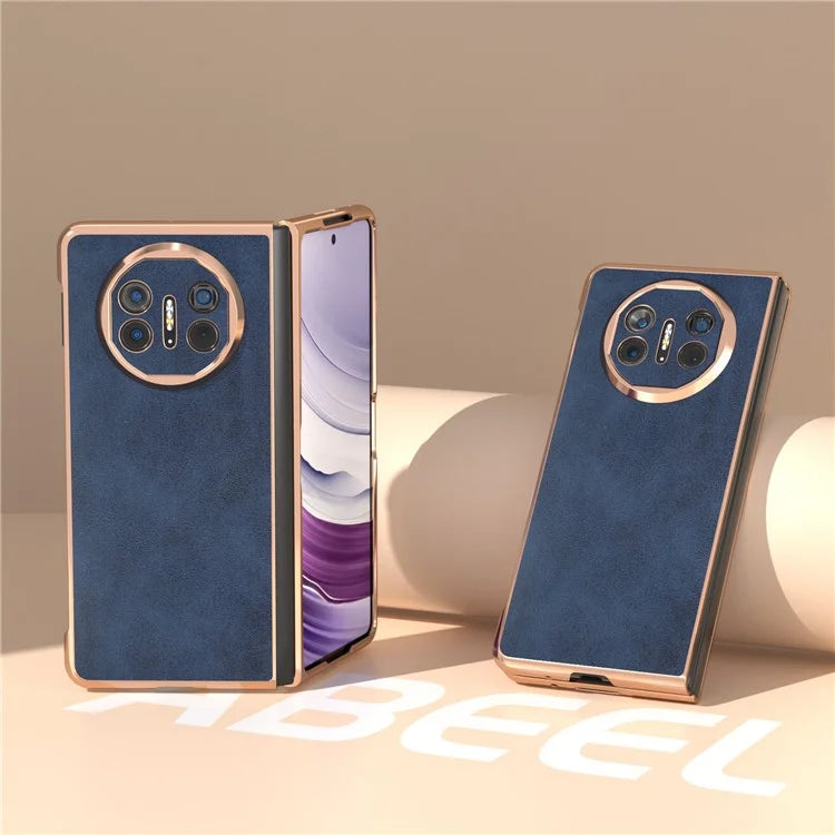 For Huawei Mate X5 Case Cowhide Texture PU Leather+PC Electroplating Phone Cover