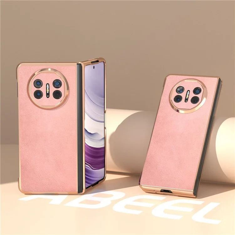 For Huawei Mate X5 Case Cowhide Texture PU Leather+PC Electroplating Phone Cover