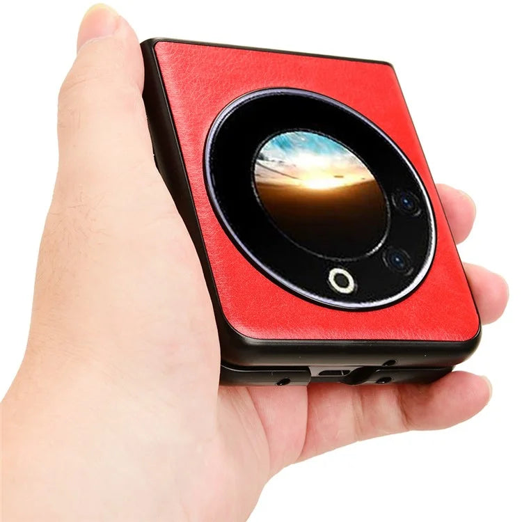 For Transsion Tecno Phantom V Flip Case Anti-Scratch PU Leather+PC Litchi Texture Phone Cover