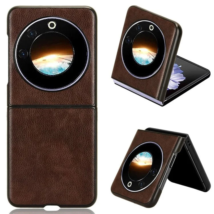 For Transsion Tecno Phantom V Flip Case Anti-Scratch PU Leather+PC Litchi Texture Phone Cover