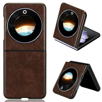 For Transsion Tecno Phantom V Flip Case Anti-Scratch PU Leather+PC Litchi Texture Phone Cover