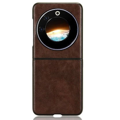 For Transsion Tecno Phantom V Flip Case Anti-Scratch PU Leather+PC Litchi Texture Phone Cover