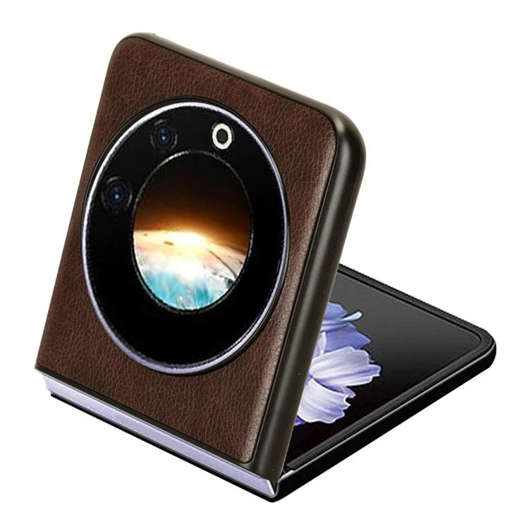 For Transsion Tecno Phantom V Flip Case Anti-Scratch PU Leather+PC Litchi Texture Phone Cover