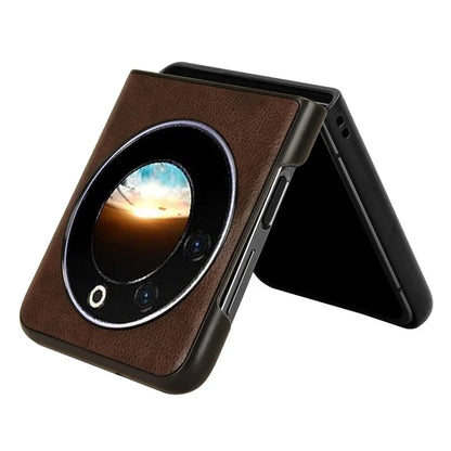 For Transsion Tecno Phantom V Flip Case Anti-Scratch PU Leather+PC Litchi Texture Phone Cover