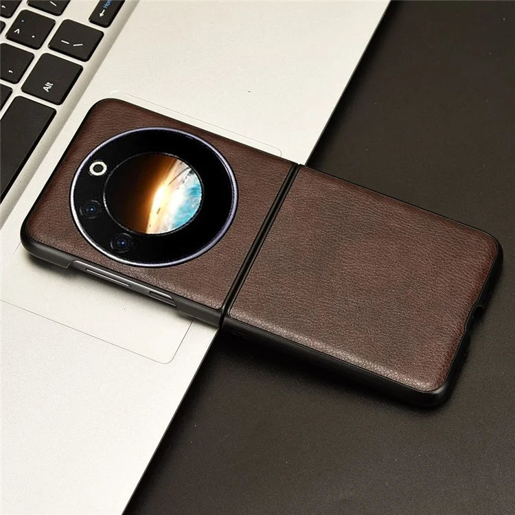 For Transsion Tecno Phantom V Flip Case Anti-Scratch PU Leather+PC Litchi Texture Phone Cover