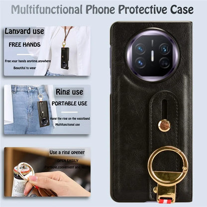 For Huawei Mate X5 Case PU Leather+PC Protective Phone Cover with Bottle Opener