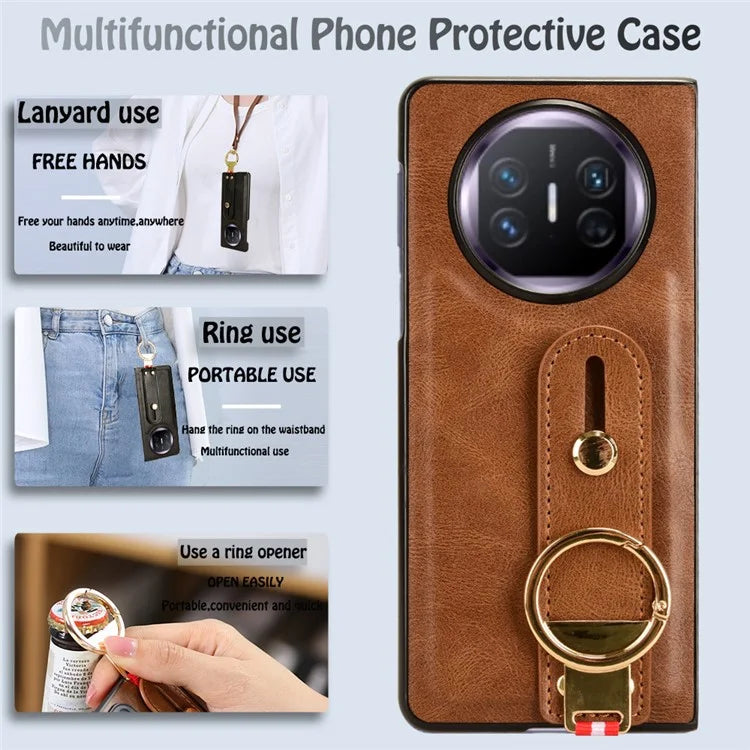 For Huawei Mate X5 Case PU Leather+PC Protective Phone Cover with Bottle Opener