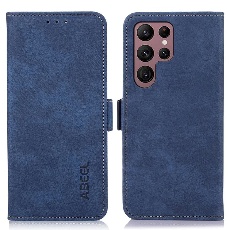 ABEEL For Samsung Galaxy S24 Ultra Case Wallet Retro Leather Phone Cover
