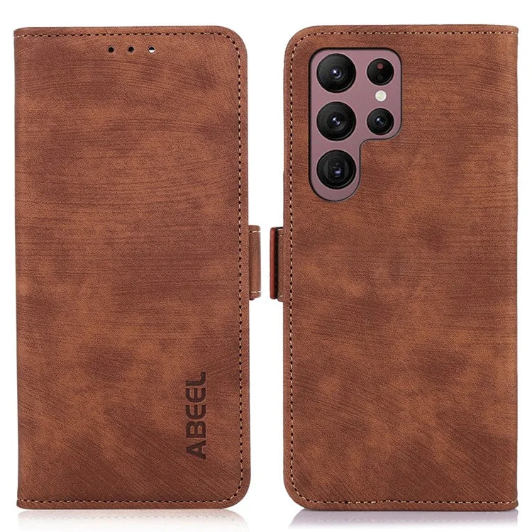 ABEEL For Samsung Galaxy S24 Ultra Case Wallet Retro Leather Phone Cover
