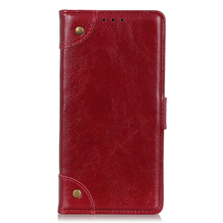 For Samsung Galaxy S24 Ultra Case Brass Button Decor Leather Wallet Cover
