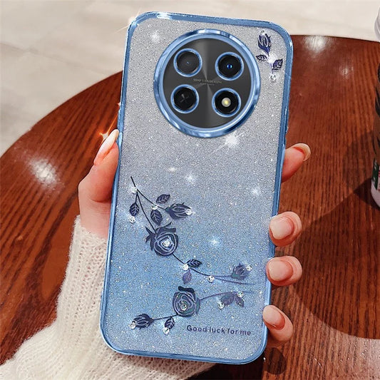 KADEM For Oppo A2 Pro 5G Case Glitter Rhinestone Flower Gradient TPU Phone Cover