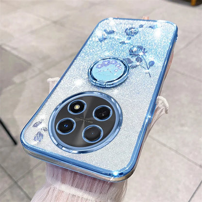 KADEM For Oppo A2 Pro 5G Case Glitter Flower Pattern TPU Cover Kickstand Shell