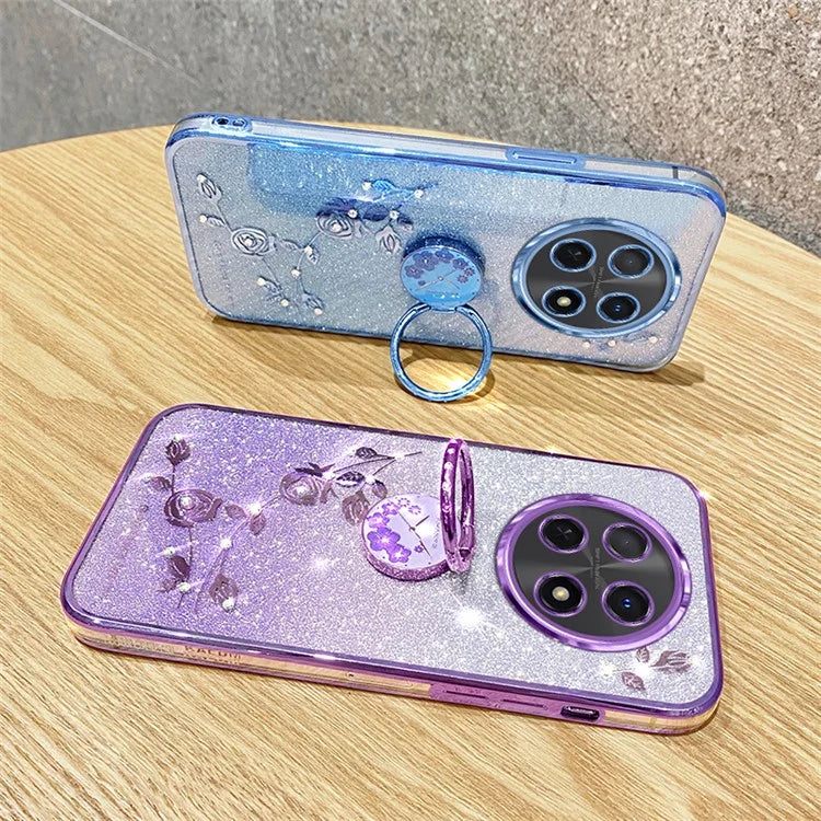 KADEM For Oppo A2 Pro 5G Case Glitter Flower Pattern TPU Cover Kickstand Shell