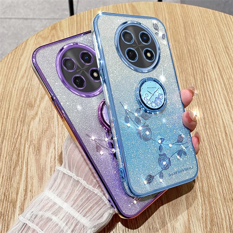 KADEM For Oppo A2 Pro 5G Case Glitter Flower Pattern TPU Cover Kickstand Shell