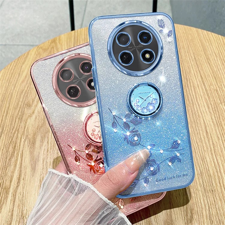 KADEM For Oppo A2 Pro 5G Case Glitter Flower Pattern TPU Cover Kickstand Shell