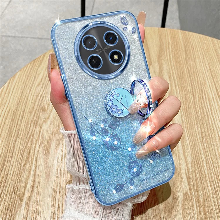 KADEM For Oppo A2 Pro 5G Case Glitter Flower Pattern TPU Cover Kickstand Shell