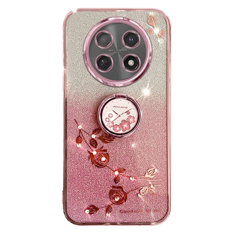KADEM For Oppo A2 Pro 5G Case Glitter Flower Pattern TPU Cover Kickstand Shell