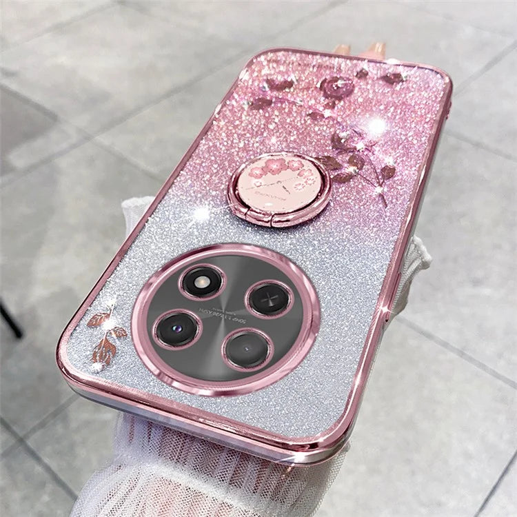 KADEM For Oppo A2 Pro 5G Case Glitter Flower Pattern TPU Cover Kickstand Shell